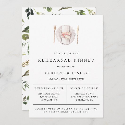 Rustikales Abendessen am Aquarelltisch Probe Ankündigung (Vorne/Hinten)