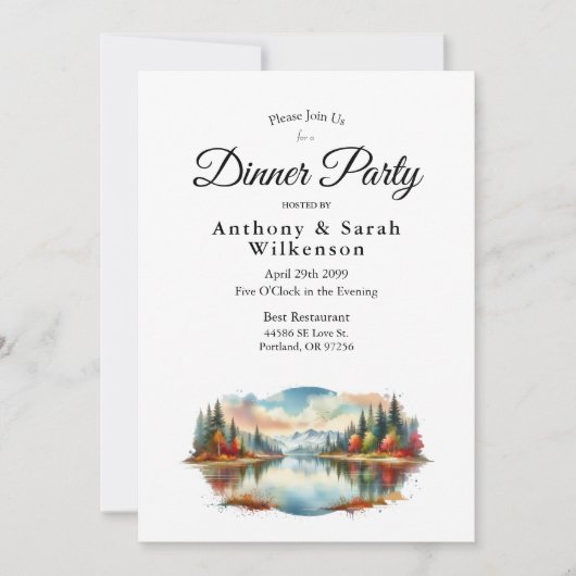 Rustikales Abendessen am Lakeside Forest Restauran Einladung (Vorderseite)