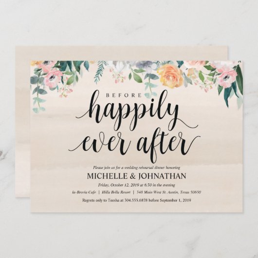 Rustikales Abendessen Hochzeit Probe Einladung (Vorne/Hinten)