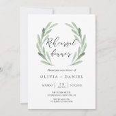 Rustikales Abendessen mit grünem Olive Branch Prob Einladung (Vorderseite)