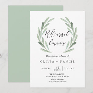 Rustikales Abendessen mit grünem Olive Branch Prob Einladung