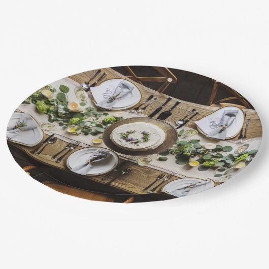 Rustikales Abendessen-Party-WegwerfpapierTeller Pappteller (Schrägansicht)