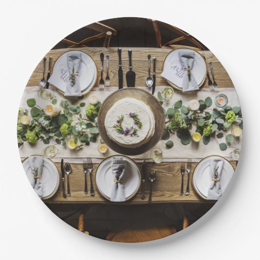 Rustikales Abendessen-Party-WegwerfpapierTeller Pappteller (Vorderseite)