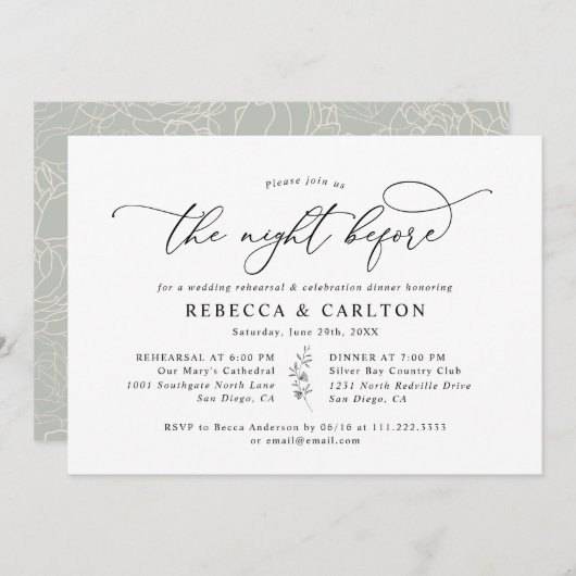 Rustikales Abendessen vor der Probe Einladung (Vorne/Hinten)