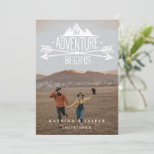 Rustikales Abenteuer fängt Save the Date Foto an Ankündigung (Stehend Vorderseite)