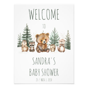 Rustikales Abenteuer im Wald Baby Shower Willkomme Fotodruck