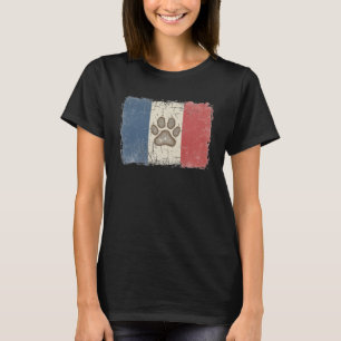 Rustikales, abgenutztes französisches Flaggen-Pfot T-Shirt