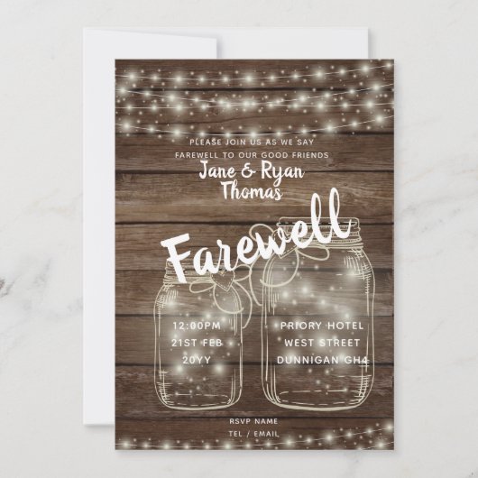 Rustikales Abschiedsessen Verlassend Party Barn Th Einladung (Vorderseite)
