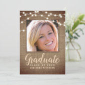 Rustikales Abschluss String Lights Brown Burlap Fo Ankündigung (Stehend Vorderseite)