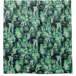 Rustikales abstraktes Bildmosaik in grünen Farbtön Duschvorhang