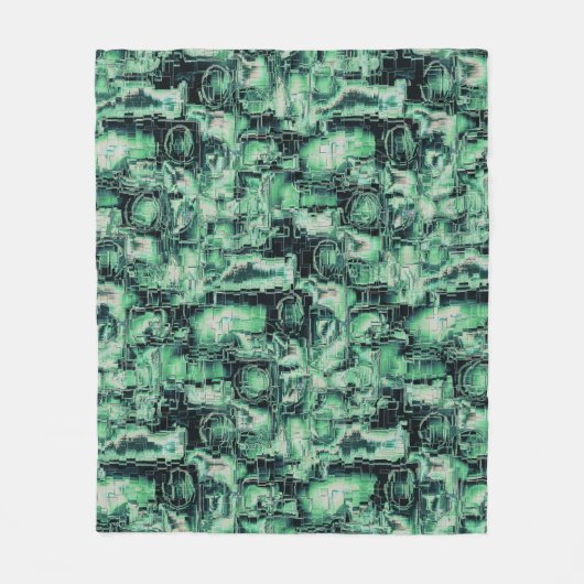 Rustikales abstraktes Bildmosaik in grüner Farbe Fleecedecke (Vorderseite)