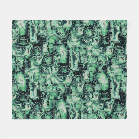 Rustikales abstraktes Bildmosaik in grüner Farbe Fleecedecke (Vorderseite (Horizontal))