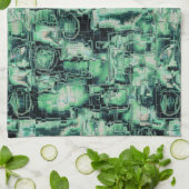 Rustikales abstraktes Bildmosaik in grüner Farbe Geschirrtuch (Gefaltet)