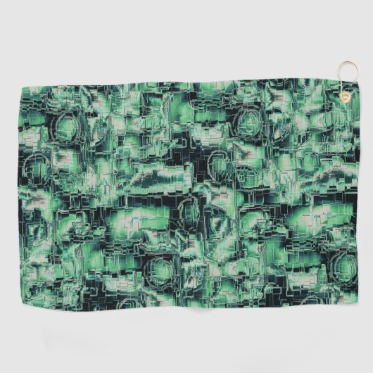 Rustikales abstraktes Bildmosaik in grüner Farbe Golfhandtuch (Horizontal)