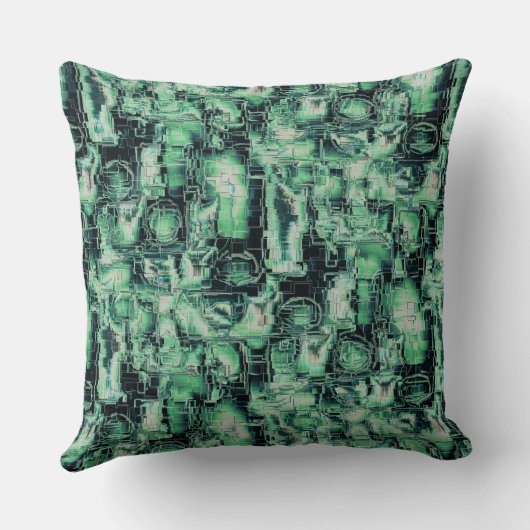 Rustikales abstraktes Bildmosaik in grüner Farbe Kissen (Rückseite)