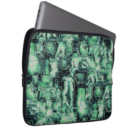 Rustikales abstraktes Bildmosaik in grüner Farbe Laptopschutzhülle (Vorne Rechts)