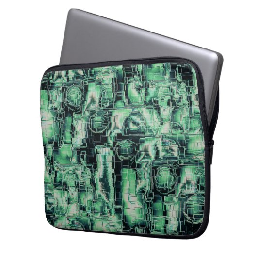 Rustikales abstraktes Bildmosaik in grüner Farbe Laptopschutzhülle (Vorderseite Links)