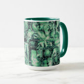 Rustikales abstraktes Bildmosaik in grüner Farbe Tasse (VorderseiteRechts)