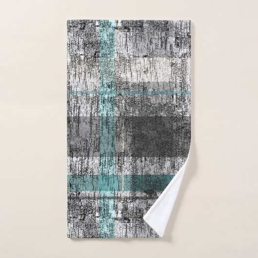 Rustikales Abstraktes Birkenmuster Kariertes Patte Badhandtuch Set (Handtuch)