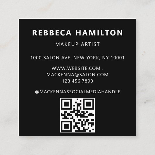 Rustikales Abstraktes Elfenbeingoldschwarz-Grau-QR Quadratische Visitenkarte (Rückseite)