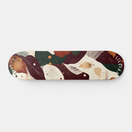 Rustikales Abstraktes Skateboard mit Herbstklängen (Horizontal)