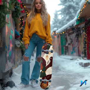 Rustikales abstraktes Skateboard mit Herbsttönen