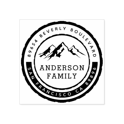 Rustikales Abzeichen Familienname und Rücksendeadr Gummistempel (Prägung)