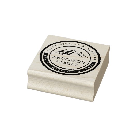 Rustikales Abzeichen Familienname und Rücksendeadr Gummistempel (Stempel)