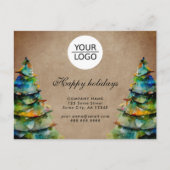 Rustikales Add-Logo Eigene Text Weihnachtsbaum Url Postkarte (Vorderseite)