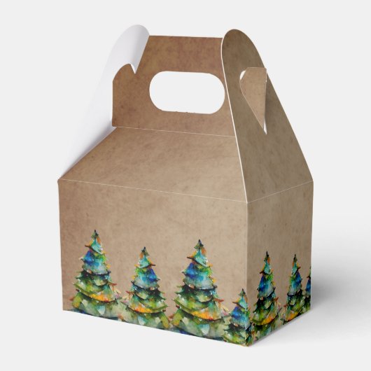 Rustikales Add-Logo QR Code Text Weihnachtsbaum Geschenkschachtel (Rückseite)