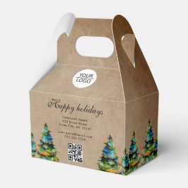 Rustikales Add-Logo QR Code Text Weihnachtsbaum Geschenkschachtel