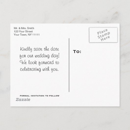 Rustikales Adirondack Mountain Lake Save the Date Ankündigungspostkarte (Rückseite)