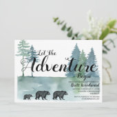 Rustikales Adventure Bears Boy Camping Geburtstag Einladung (Stehend Vorderseite)