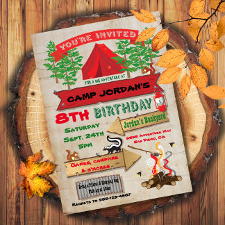 Rustikales Adventure Camping Geburtstagsparty Einl Einladung