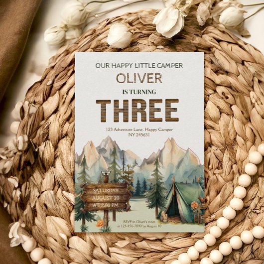 Rustikales Adventure Happy Camper Einladung