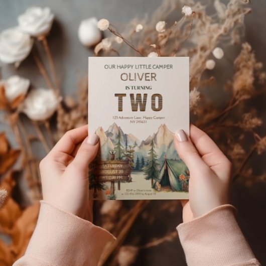 Rustikales Adventure Happy Camper Zweiter Geburtst Einladung