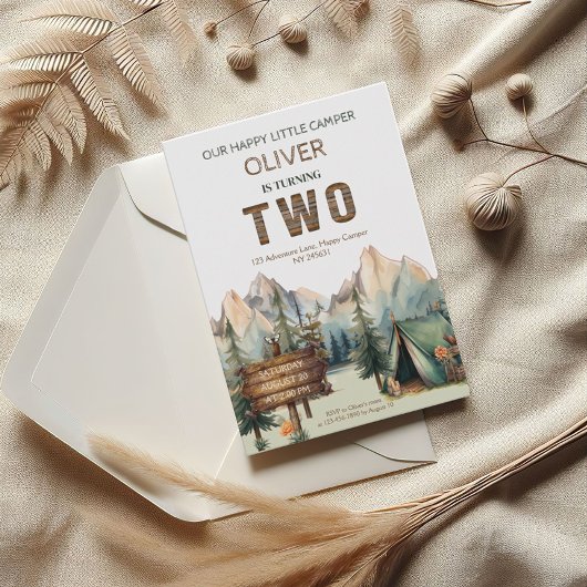 Rustikales Adventure Happy Camper Zweiter Geburtst Einladung
