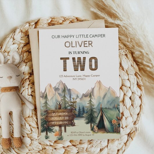 Rustikales Adventure Happy Camper Zweiter Geburtst Einladung