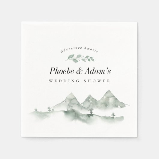 Rustikales Adventure Mountain Couples Brautparty Serviette (Vorderseite)