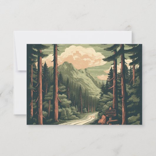 Rustikales Adventure Mountain Forest Einladung (Rückseite)