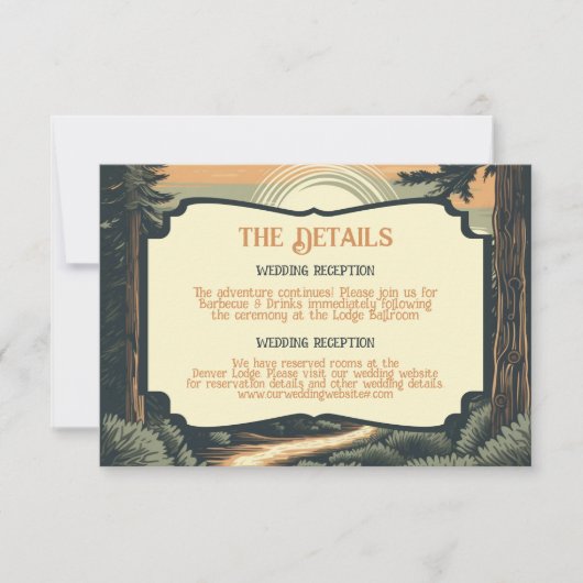 Rustikales Adventure Mountain Forest RSVP Karte (Vorderseite)