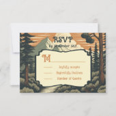 Rustikales Adventure Mountain Forest Wedding RSVP (Vorderseite)