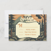 Rustikales Adventure Mountain Forest Wedding RSVP Einladung (Vorderseite)