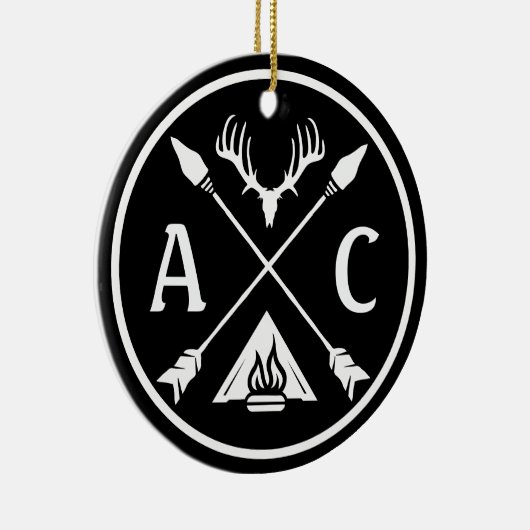 Rustikales Adventure Round Emblem Keramik Ornament (Rechts)