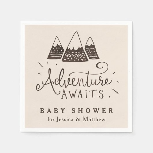 Rustikales Adventure Themed Baby Dusche Napkins Serviette (Vorderseite)