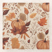 Rustikales Ahorn Terracotta Blätter Herbsthochzeit Glasuntersetzer (Vorderseite)