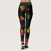 Rustikales Ahornleaf mit Ihrem Namen auf BLACK Leggings (Rückseite)