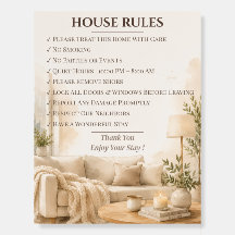 Rustikales Airbnb-Hausregeln-Schild