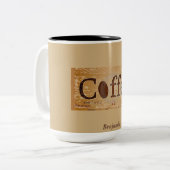 Rustikales altbraunes Kaffeebohnen-Label Zweifarbige Tasse (Vorderseite Links)