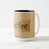 Rustikales altbraunes Kaffeebohnen-Label Zweifarbige Tasse (VorderseiteRechts)